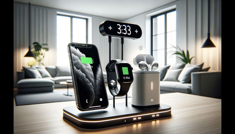 Callstel 3in1-Ladestation: iPhone, AirPods & Apple Watch gleichzeitig laden